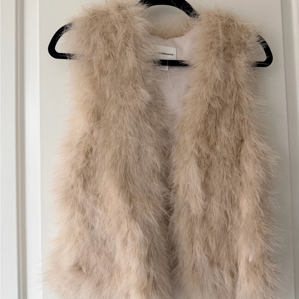 Sold | Club Monaco Feather Vest in Beige Pink